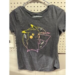 Pokemon Pikachu Girls Charcoal Gray Short Sleeve T-shirt XL (14-16)‎